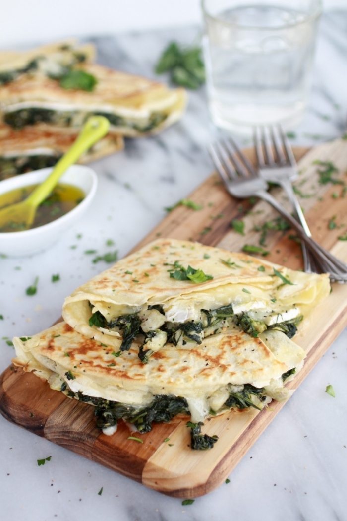 crêpe salé - Recette Crêpe Épinards Artichaut Brie